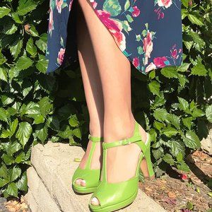 B.A.I.T. Footwear Celery Green Leslie Peep Toe Heels